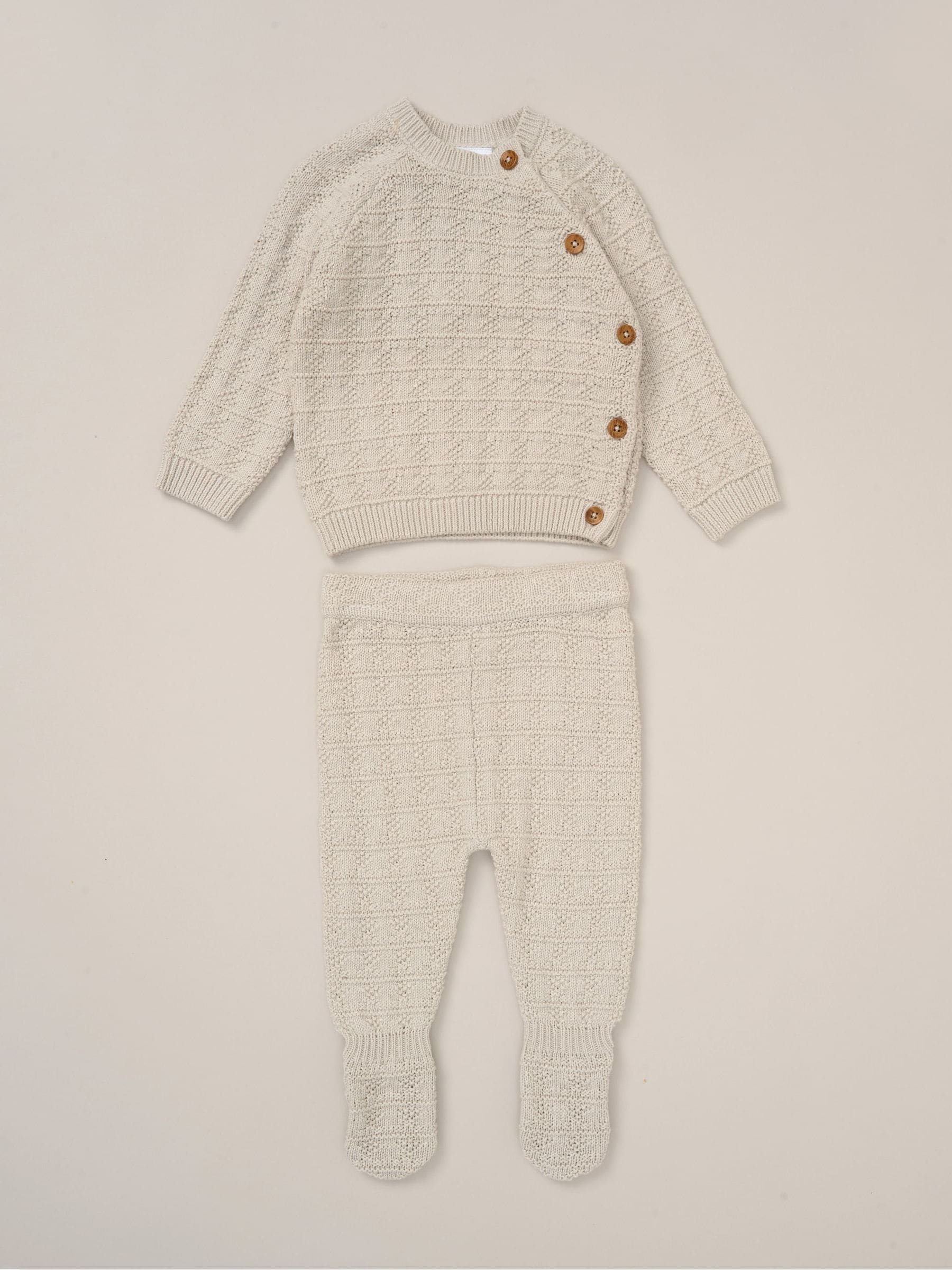 Rock-A-Bye Baby Boutique Grey Knit Cardigan and Footed Leggings Set image 1
