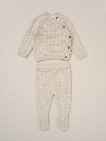 Rock-A-Bye Baby Boutique Grey Knit Cardigan and Footed Leggings Set image 1