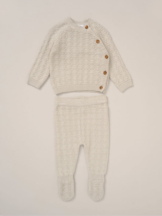 Rock-A-Bye Baby Boutique Grey Knit Cardigan and Footed Leggings Set image 1