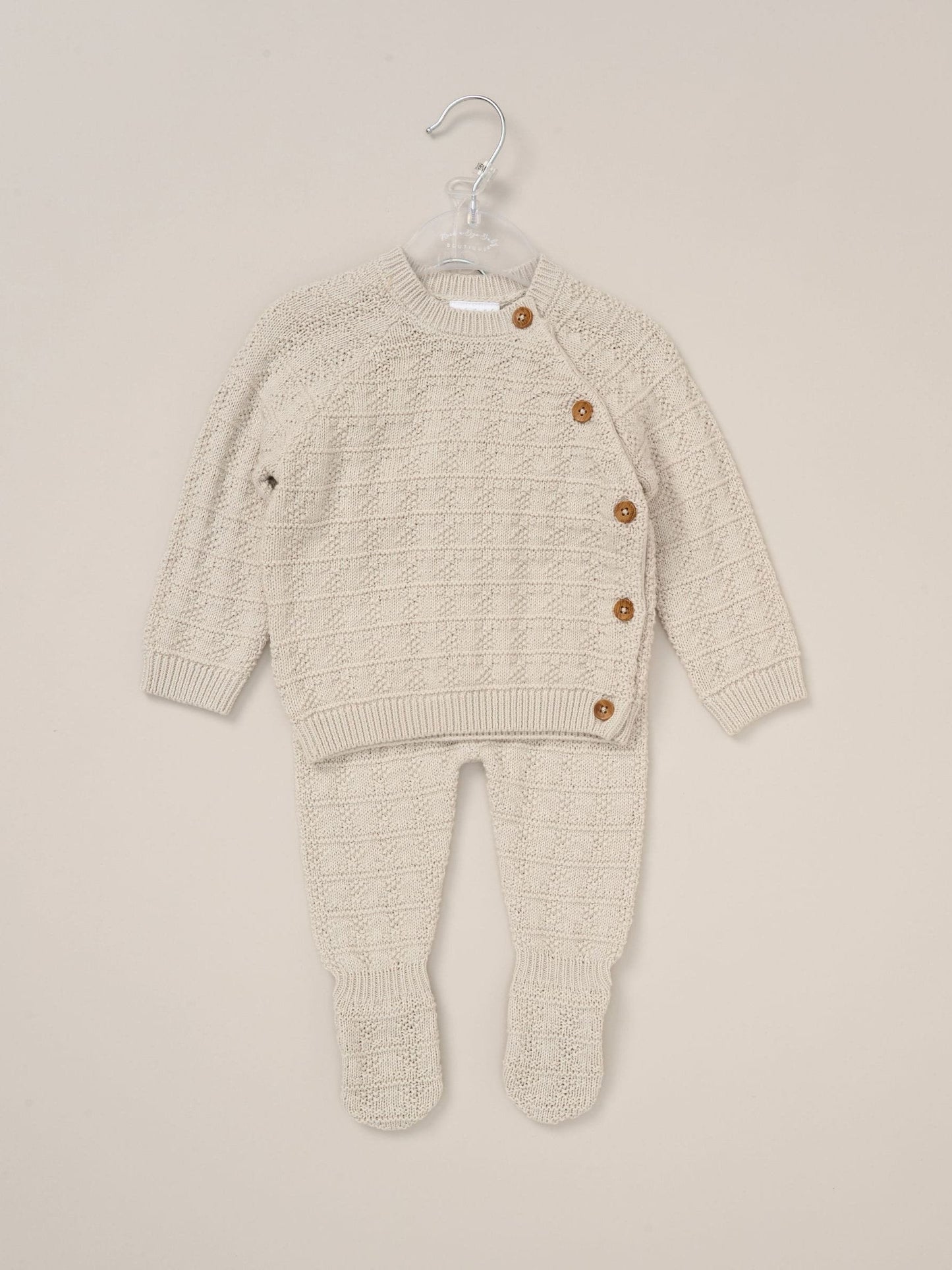 Rock-A-Bye Baby Boutique Grey Knit Cardigan and Footed Leggings Set image 2