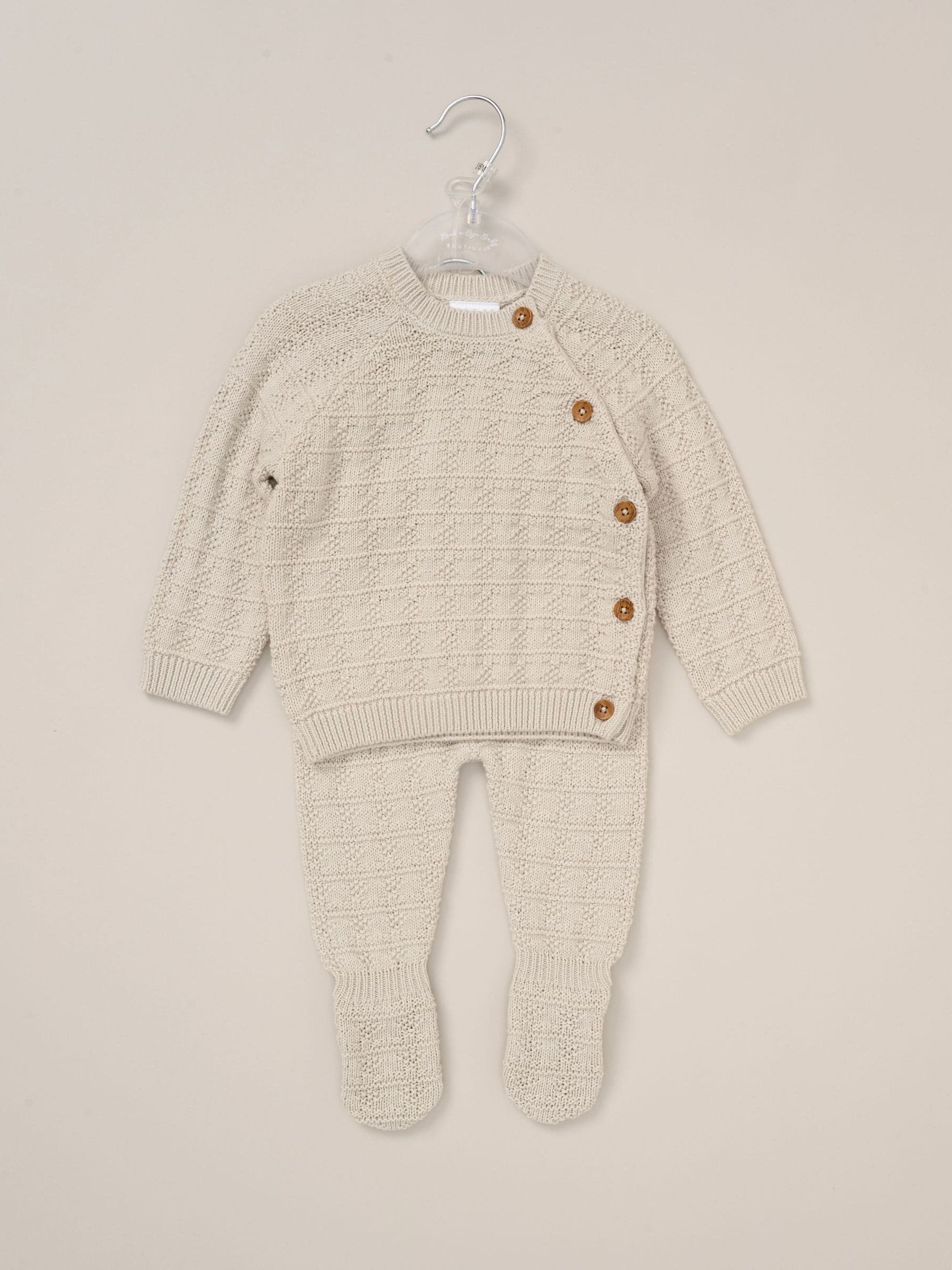 Rock-A-Bye Baby Boutique Grey Knit Cardigan and Footed Leggings Set image 2