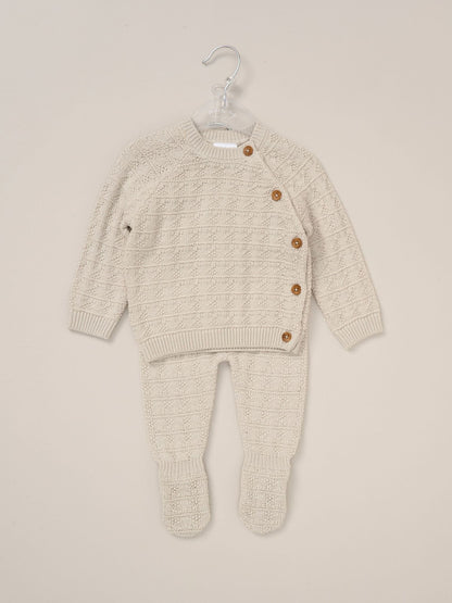Rock-A-Bye Baby Boutique Grey Knit Cardigan and Footed Leggings Set image 2