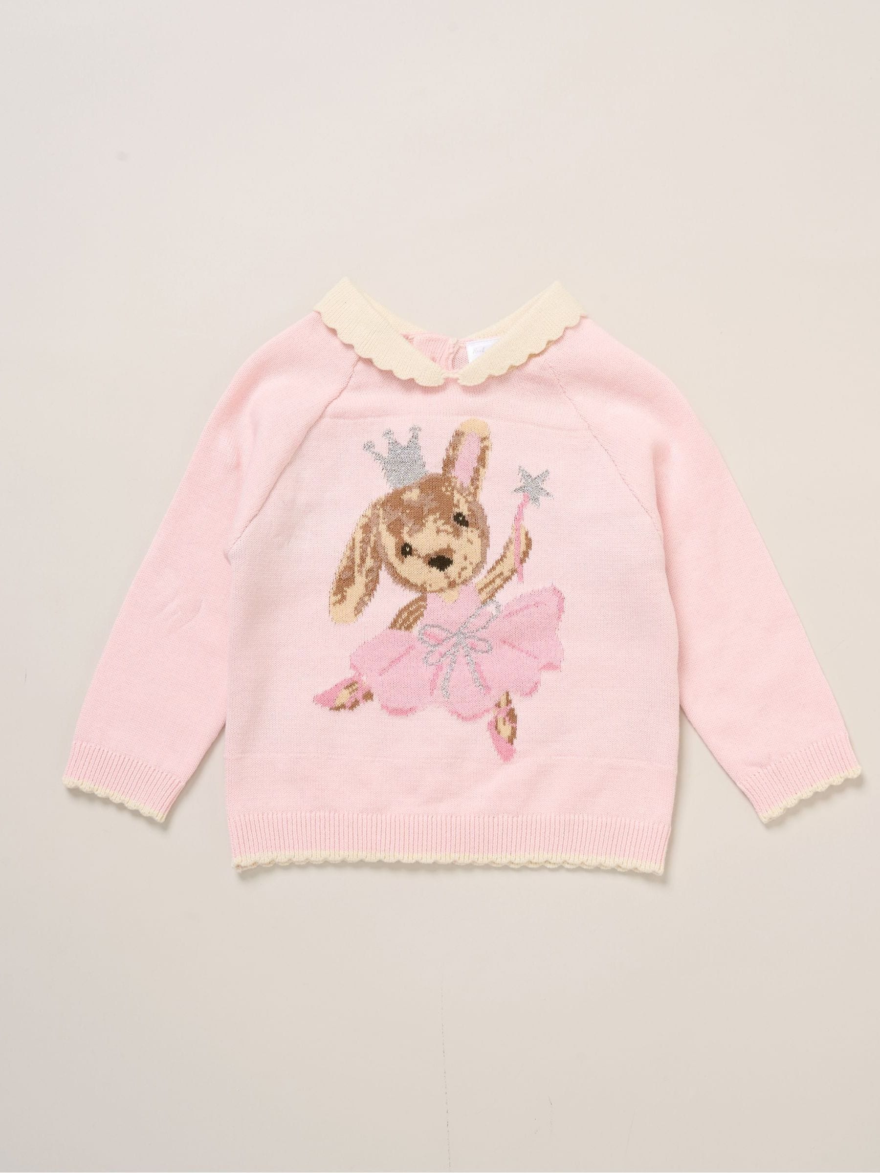 Rock-A-Bye Baby Boutique Light Pink True Knit Bear Jumper And Trousers Outfit Set image 2