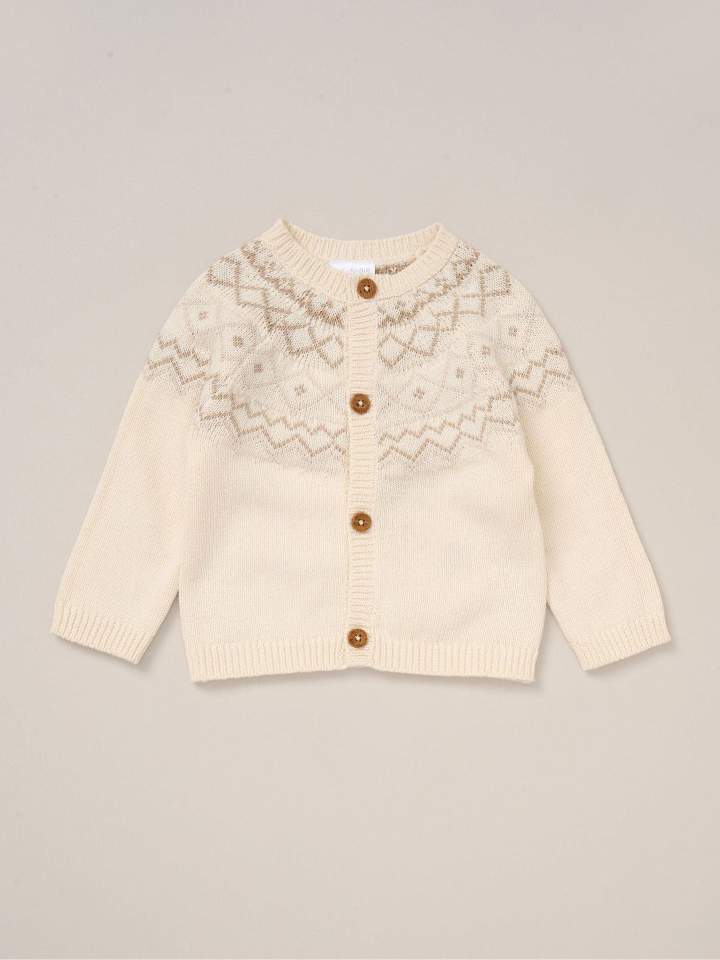Rock-A-Bye Baby Boutique White True Knit Fairisle Pattern Cardigan And Footed Trousers Outfit Set image 3