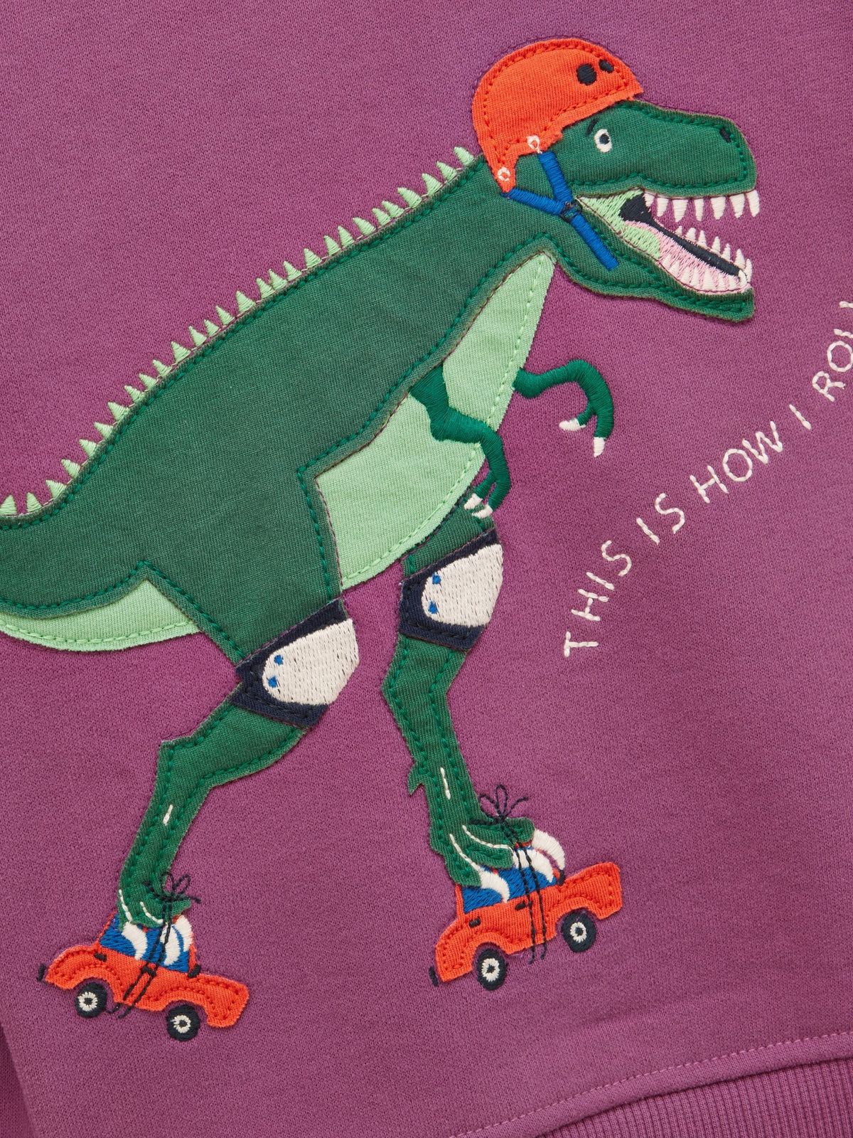 Joules Kids' Purple Dino Crew Neck Sweatshirt - image 3