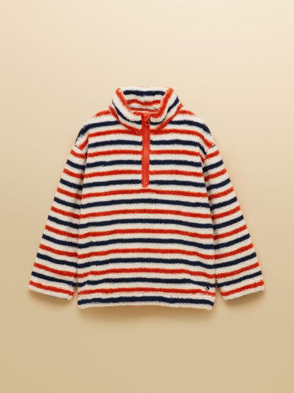 Joules Blue/Orange Boys' Stripe Quarter Zip Fleece - image 1