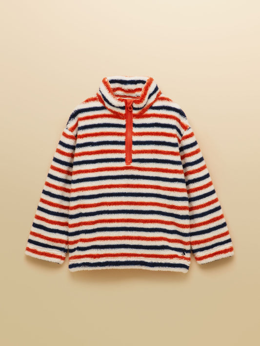 Joules Blue/Orange Boys' Stripe Quarter Zip Fleece - image 1