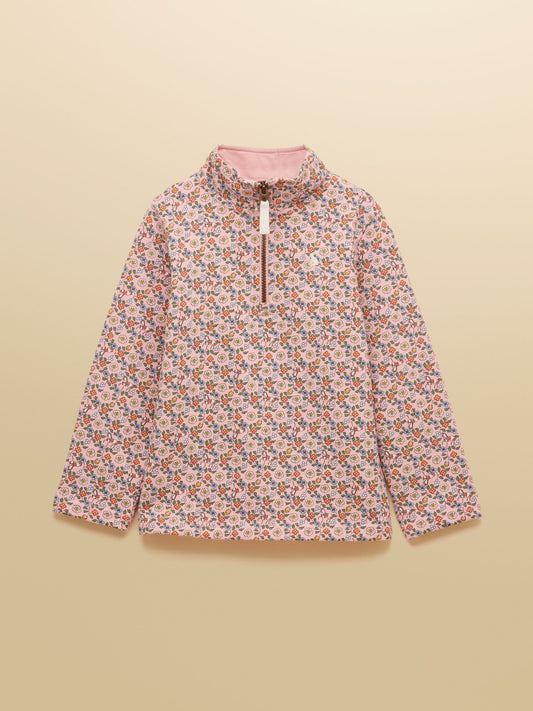 Joules Pink Girls' Ditsy Horse Quarter Zip Sweat - image 1