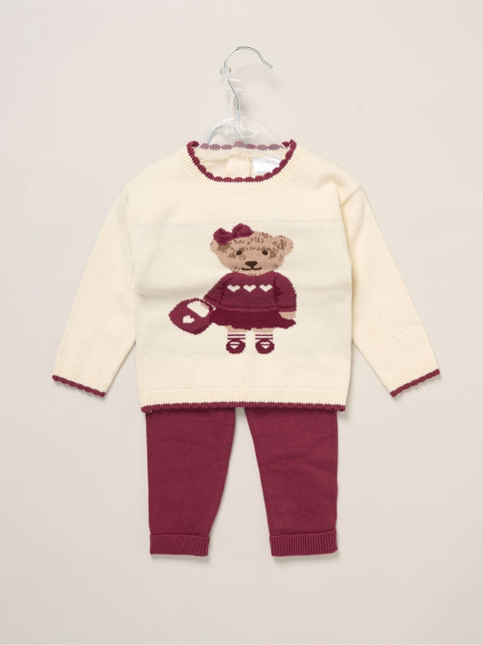 Rock-A-Bye Baby Boutique Red True Knit Cowboy Bear Jumper And Trousers Outfit Set image 2