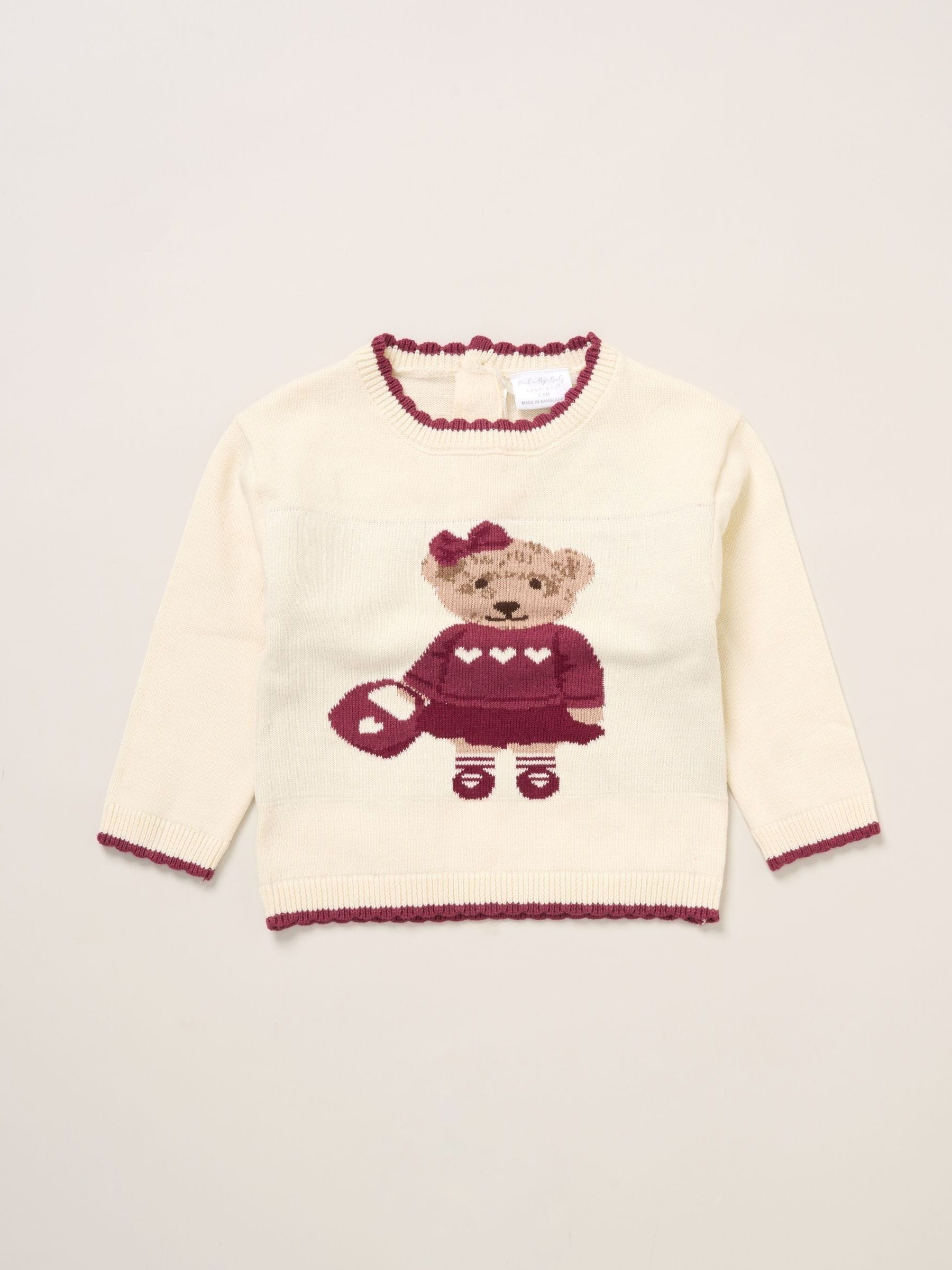 Rock-A-Bye Baby Boutique Red True Knit Cowboy Bear Jumper And Trousers Outfit Set image 3