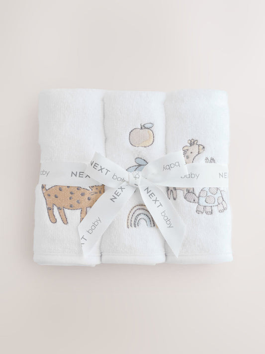 3 Pack Safari Animals Face Cloths image 1