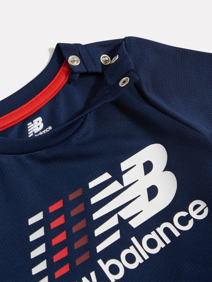 New Balance Blue/Red Contrast Athletic T-Shirt & Shorts Set image 3