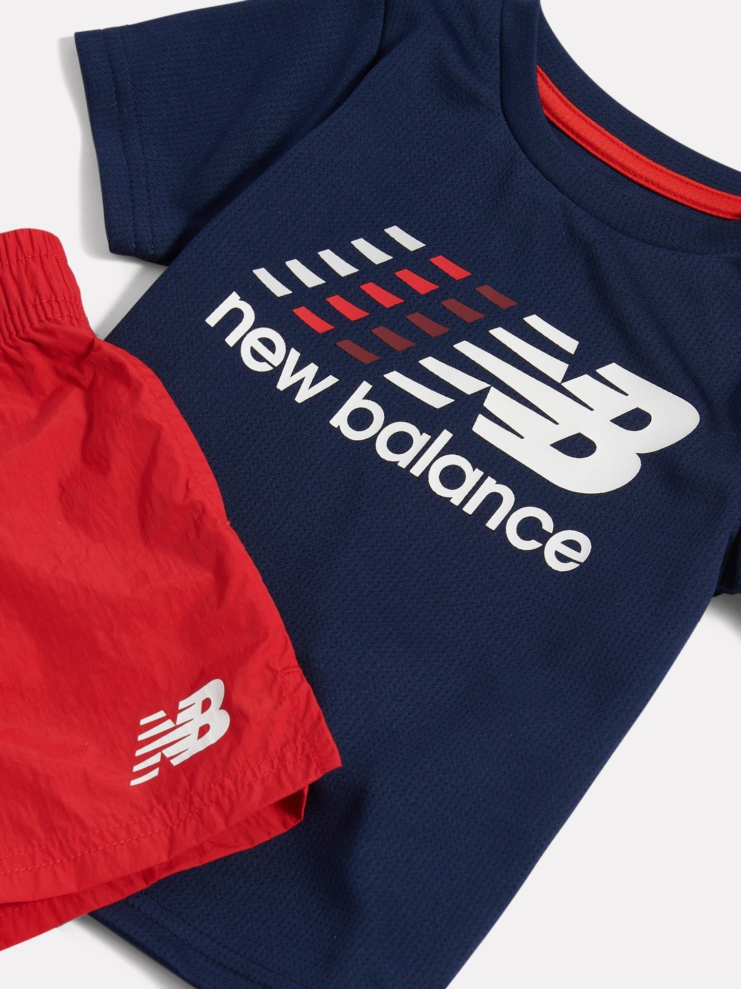 New Balance Blue/Red Contrast Athletic T-Shirt & Shorts Set image 6