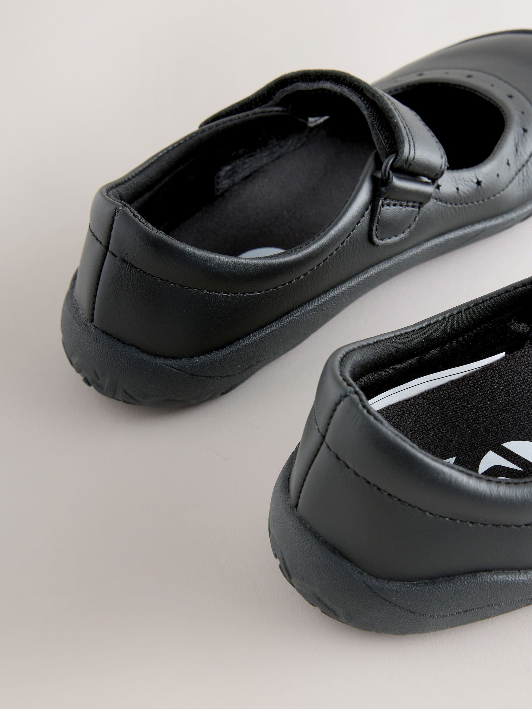 Black Leather Standard Fit (F) Barefoot Mary Jane School Shoes image 7