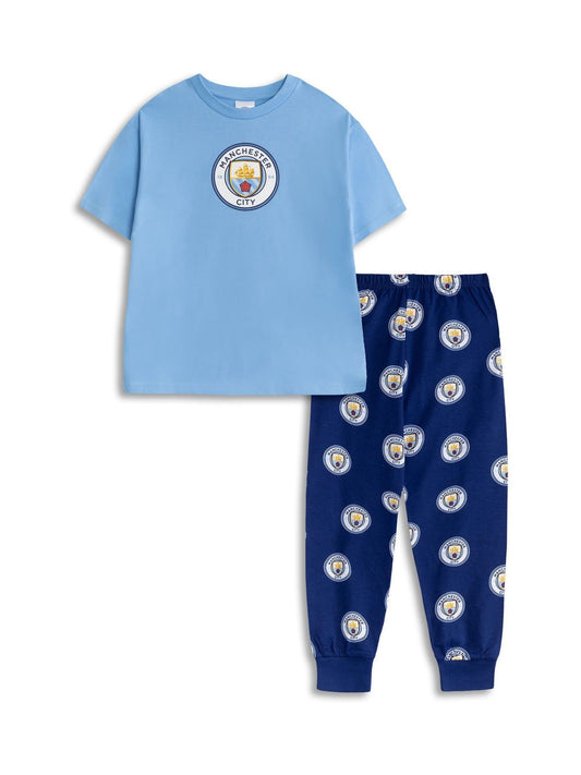 Vanilla Underground Blue Manchester City Short Sleeve Long Leg Pyjamas Set - image 1