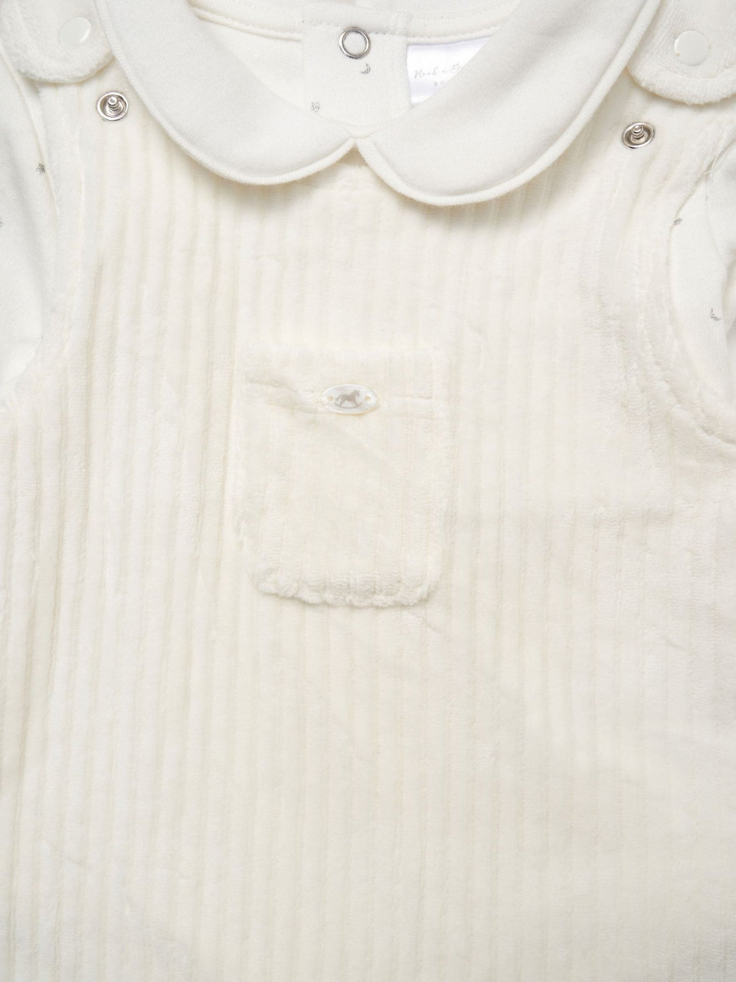 Rock-A-Bye Baby Boutique White Baby Velour Dungarees And Bodysuit Set image 3