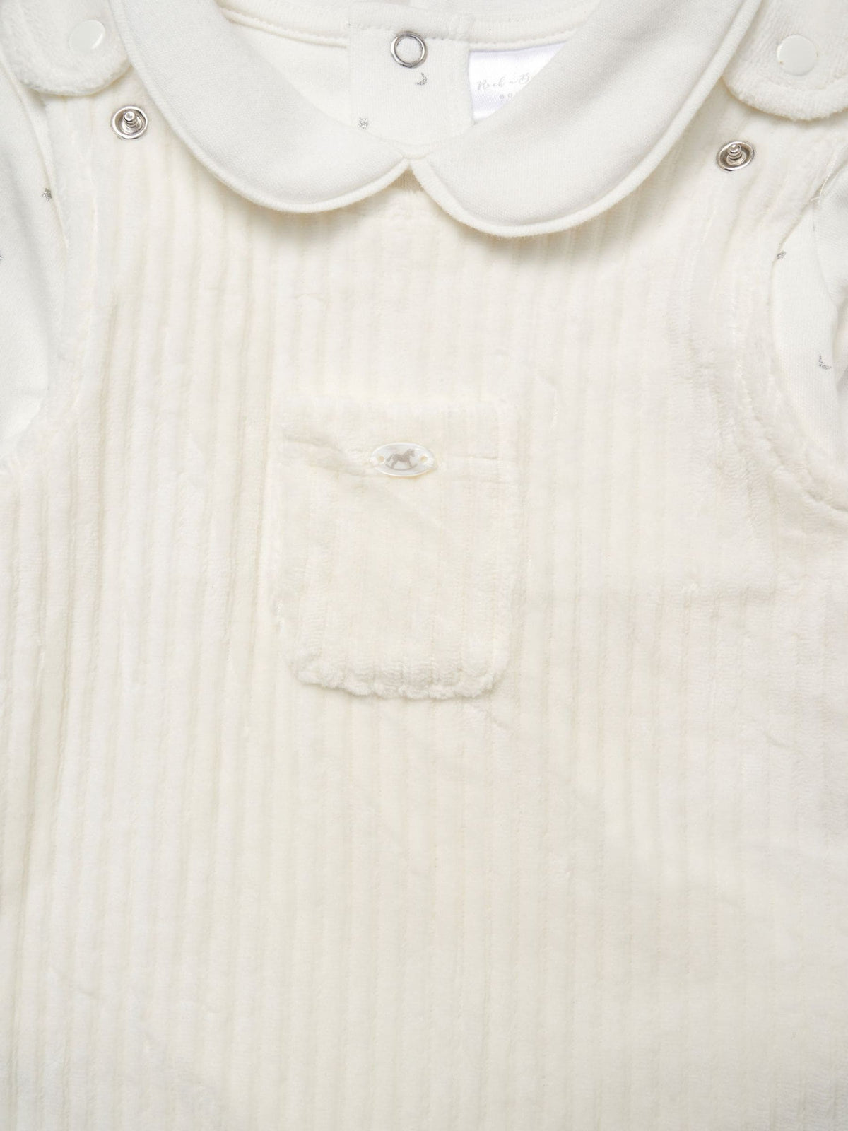 Rock-A-Bye Baby Boutique White Baby Velour Dungarees And Bodysuit Set image 3