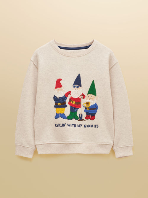 Dsiney Kidz - Joules Kids' Hudson Oat Gnome Applique Sweatshirt image 1