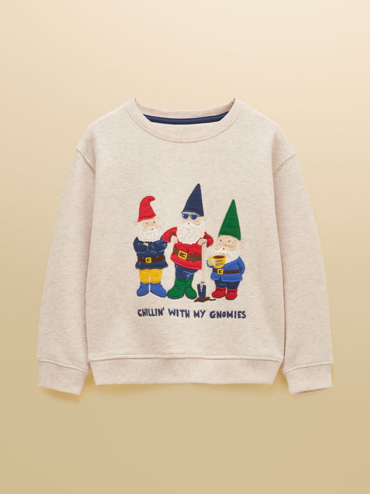 Dsiney Kidz - Joules Kids' Hudson Oat Gnome Applique Sweatshirt image 1
