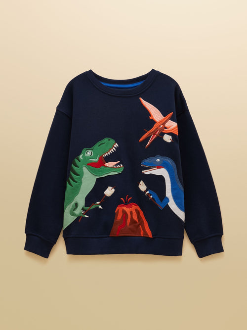 Dsiney Kidz - Joules Kids' Hudson Navy Dino Applique Sweatshirt image 1