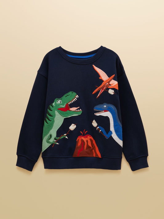 Dsiney Kidz - Joules Kids' Hudson Navy Dino Applique Sweatshirt image 1