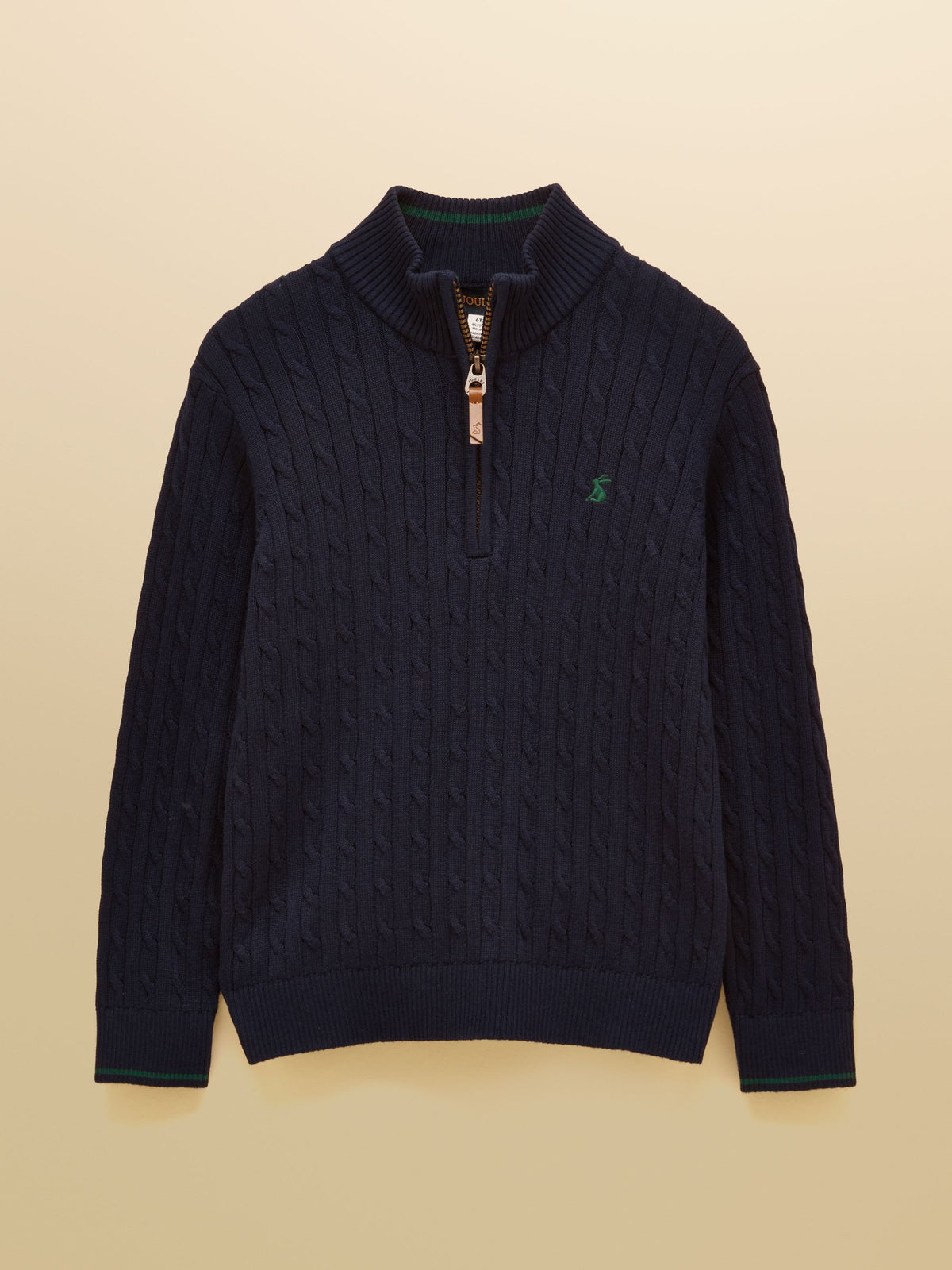 Joules Boys' Hillside Navy Cable Knit Quarter Zip Jumper - image 1