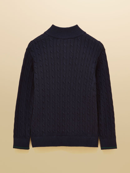 Joules Boys' Hillside Navy Cable Knit Quarter Zip Jumper - image 2