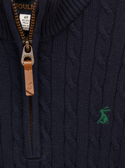 Joules Boys' Hillside Navy Cable Knit Quarter Zip Jumper - image 3
