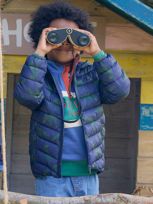 Joules Kids' Cairn Navy Dino Showerproof Padded Coat - image 1
