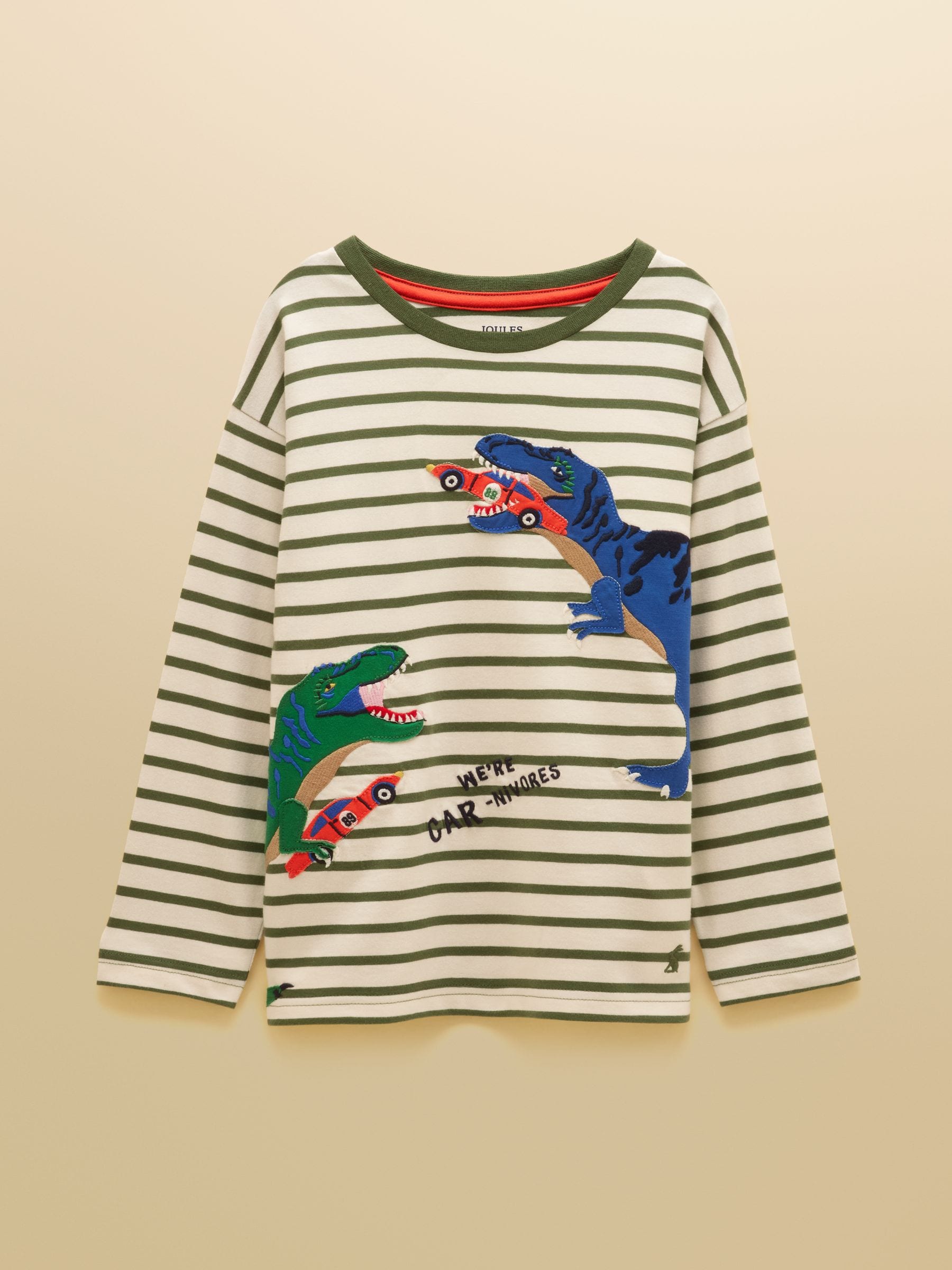 Dsiney Kidz - Joules Boys' Finlay Green Dino Long Sleeve Applique Graphic T-Shirt image 1