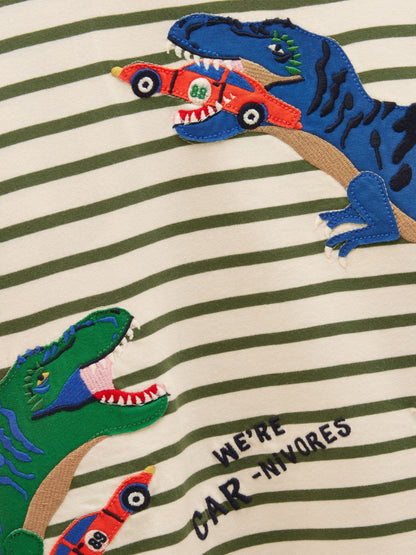 Dsiney Kidz - Joules Boys' Finlay Green Dino Long Sleeve Applique Graphic T-Shirt image 4