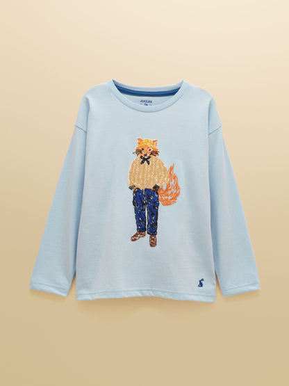 Dsiney Kidz - Joules Boys' Finlay Blue Jonty Long Sleeve Applique Graphic T-Shirt image 2