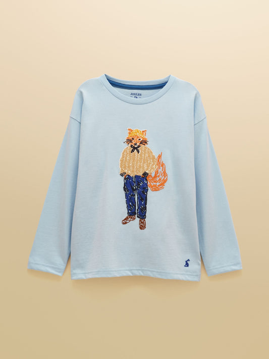 Dsiney Kidz - Joules Boys' Finlay Blue Jonty Long Sleeve Applique Graphic T-Shirt image 2