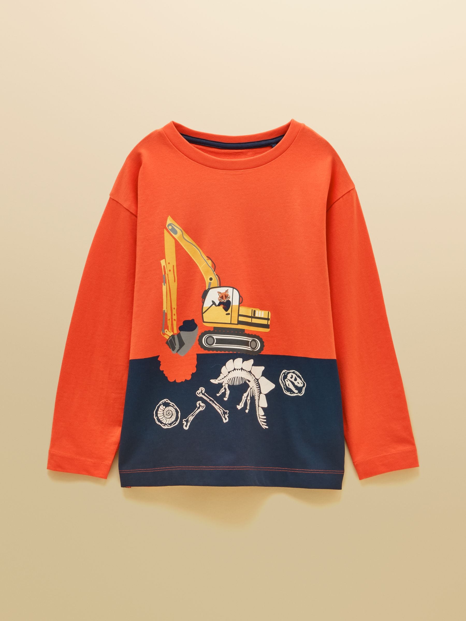 Dsiney Kidz - Joules Boys' Finlay Orange Glow In The Dark Long Sleeve Top image 1