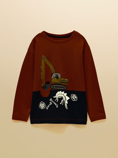 Dsiney Kidz - Joules Boys' Finlay Orange Glow In The Dark Long Sleeve Top image 2