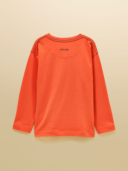 Dsiney Kidz - Joules Boys' Finlay Orange Glow In The Dark Long Sleeve Top image 3