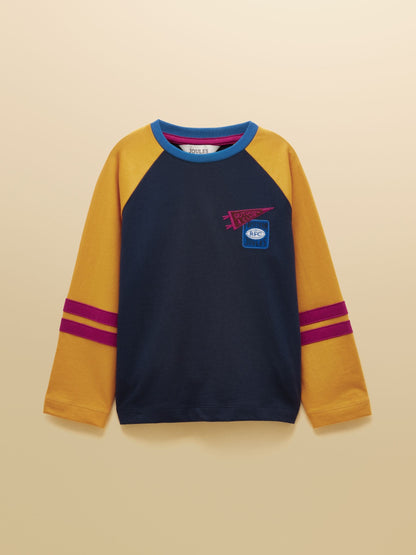 Dsiney Kidz - Joules Boys' Bennett Navy Raglan Long Sleeve Top image 1