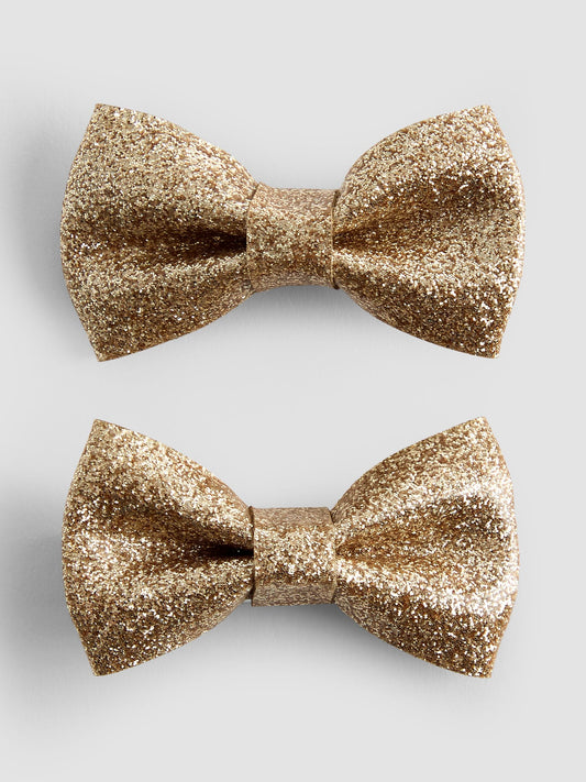 JoJo Maman Bébé Gold 2-Pack Glitter Bows image 1