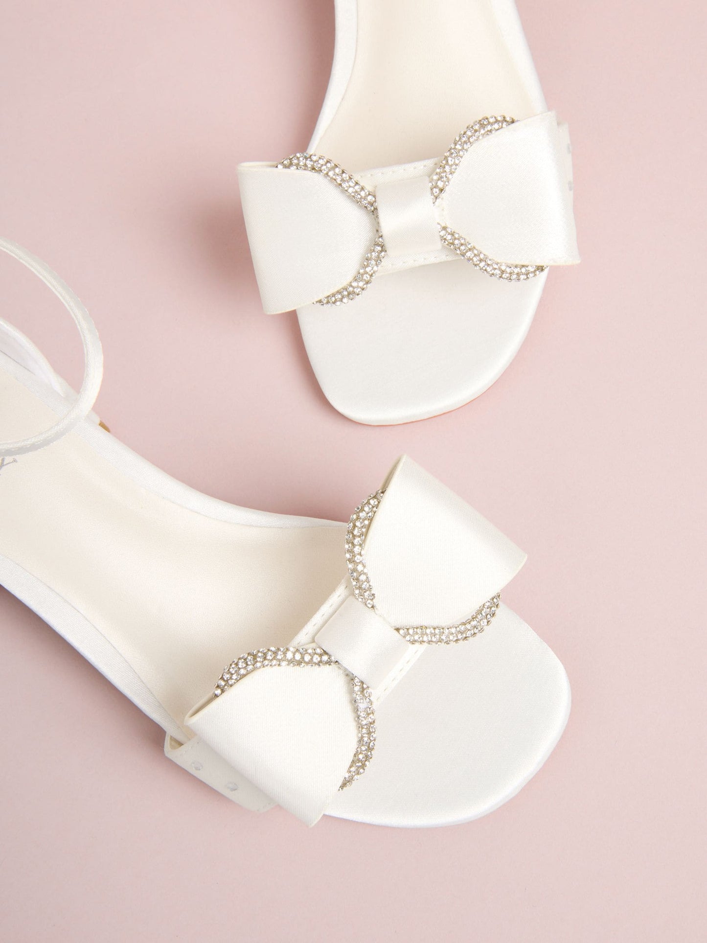 Lipsy White Wide Fit (G) Embellished Bow Occasion Flower Girl Block Heeled Sandals image 3