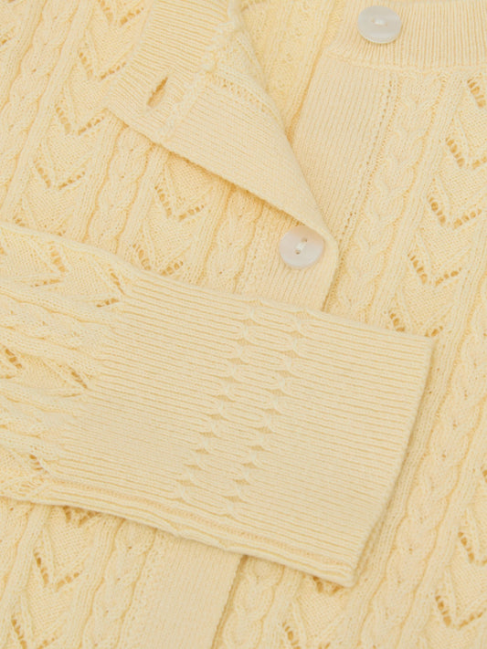 Reiss Lemon Flo 9-13 yrs Wool-Cotton Pointelle Cardigan image 1