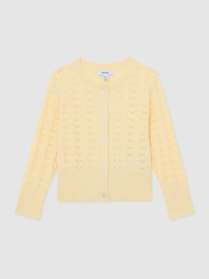 Reiss Lemon Flo 9-13 yrs Wool-Cotton Pointelle Cardigan image 3