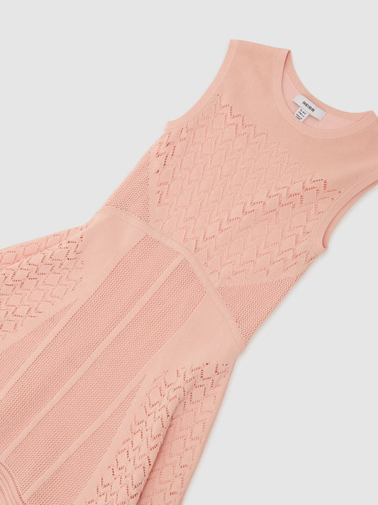 Reiss Pink Lindy 13-14 yrs Pointelle-Knit Flippy Dress image 1