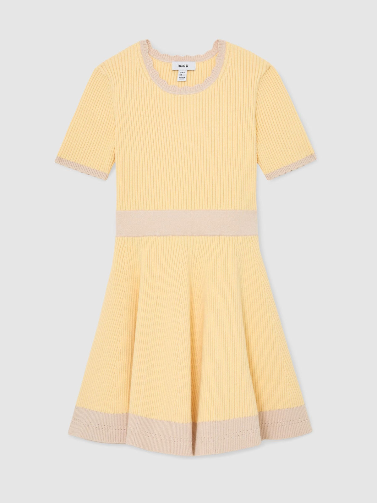 Reiss Lemon Coraline 13-14 yrs Rib-Knit Colour-Block Dress image 1
