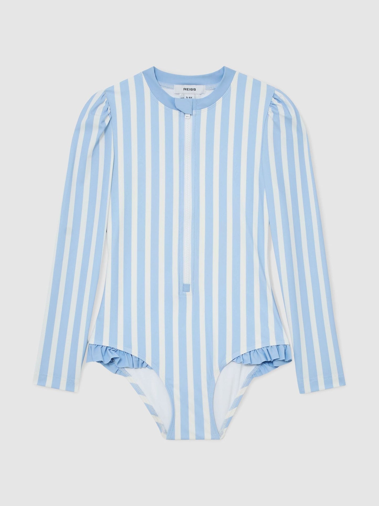 Reiss Blue/Ivory Mimi 9-13 yrs Stripe Long-Sleeve Swimsuit image 2