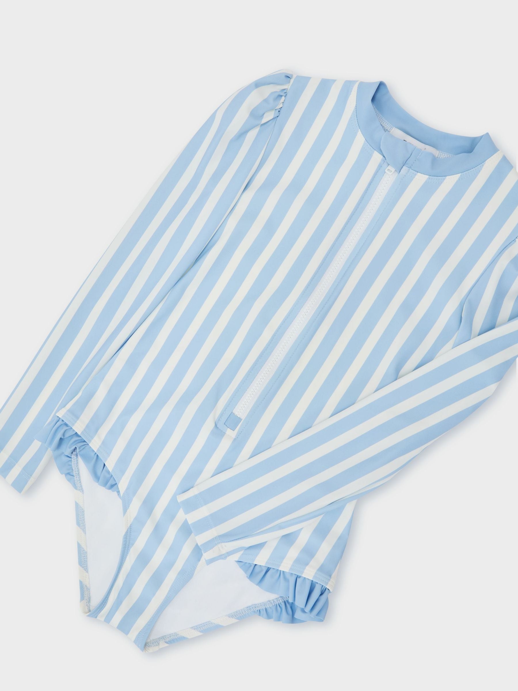 Reiss Blue/Ivory Mimi 9-13 yrs Stripe Long-Sleeve Swimsuit image 3