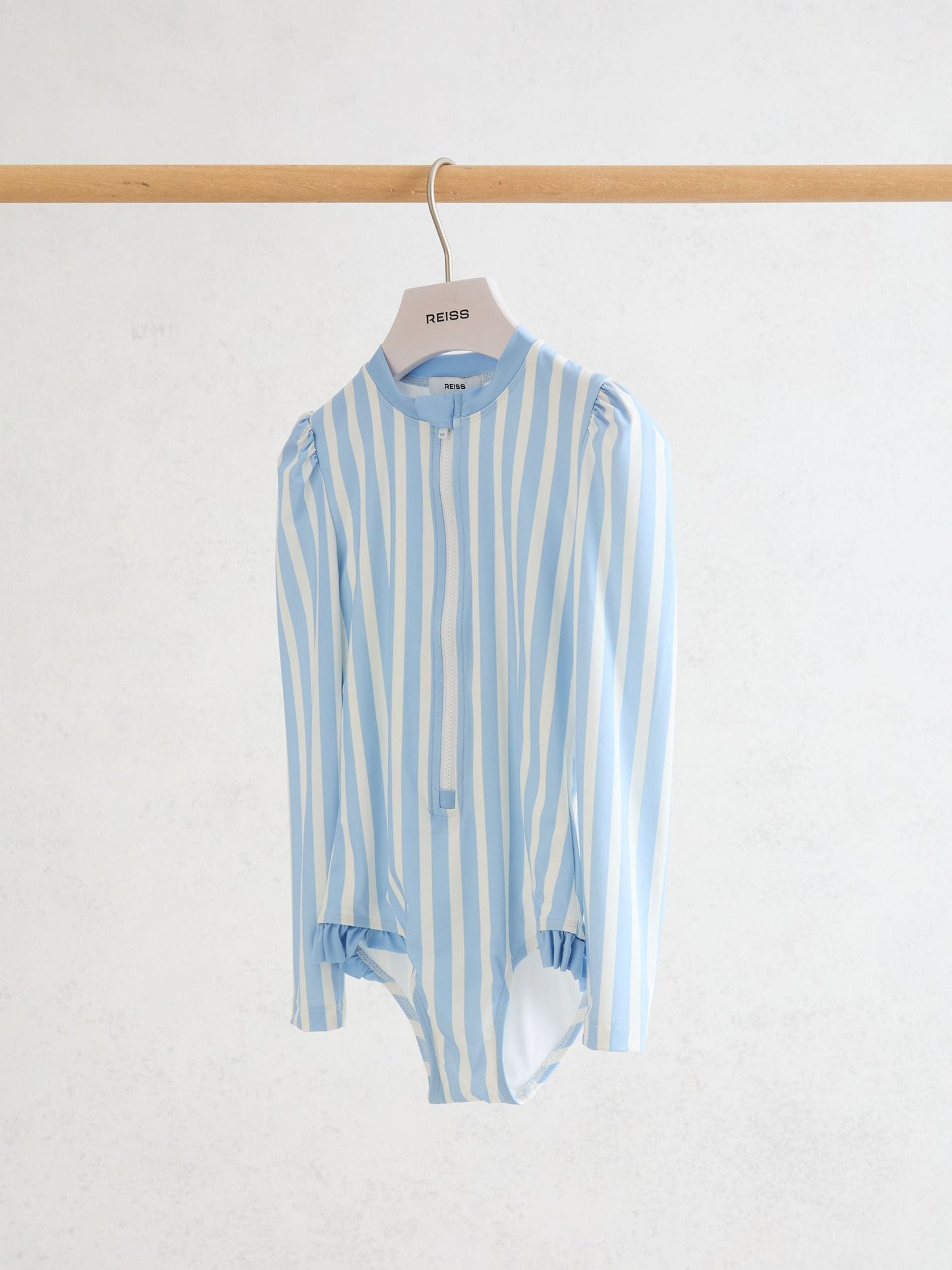 Reiss Blue/Ivory Mimi 9-13 yrs Stripe Long-Sleeve Swimsuit image 1