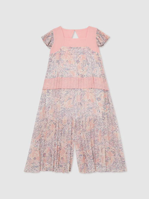 Reiss Pink Natasha Floral-Print Pleated Jumpsuit image 1