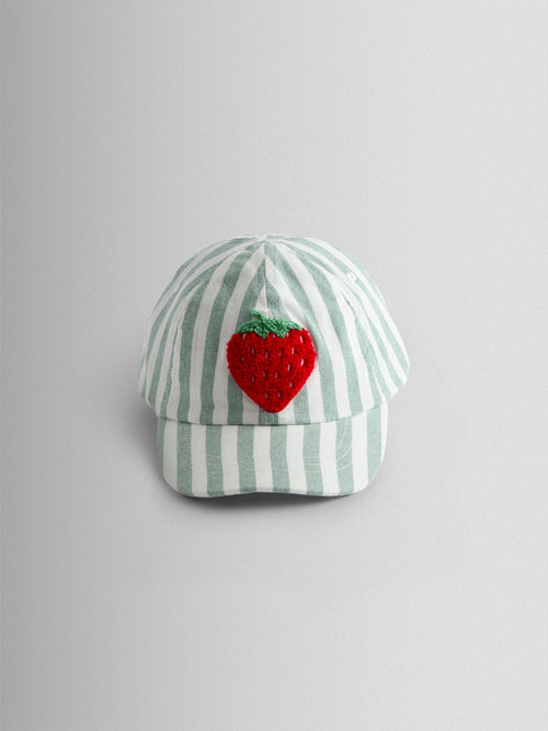 JoJo Maman Bébé Light Green Strawberry Bouclé Cap image 1