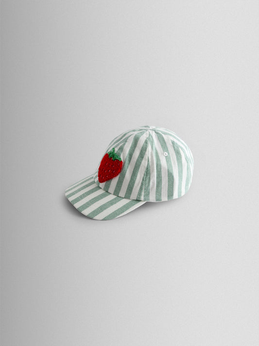 JoJo Maman Bébé Light Green Strawberry Bouclé Cap image 2