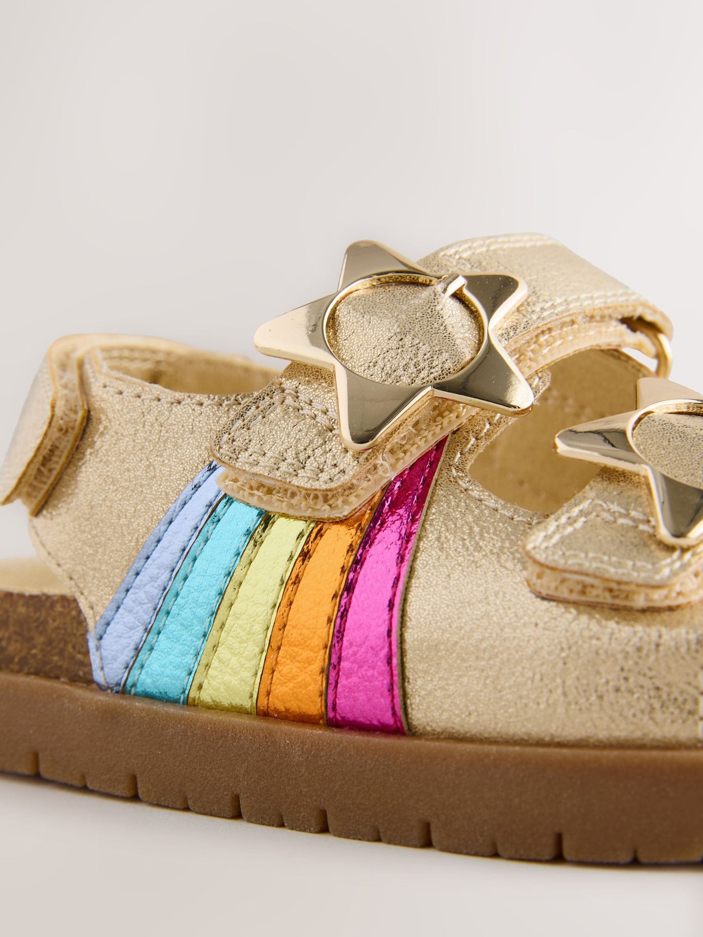 Little Bird by Jools Oliver Gold Metallic Rainbow Double Buckle Footbed Sandals image 3